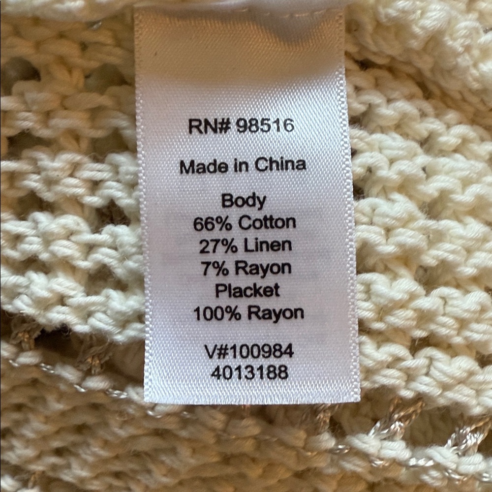 Coldwater Creek Crocheted Ivory  Open-Knit Sweater XL NWOT - Picture 3 of 5